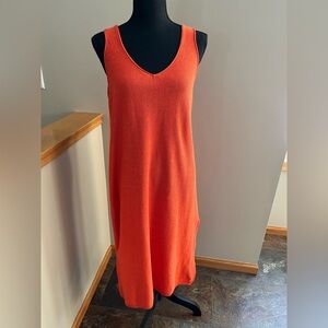 New What not boutique coral sweater V neck midi dress/ swim cover up. Medium
